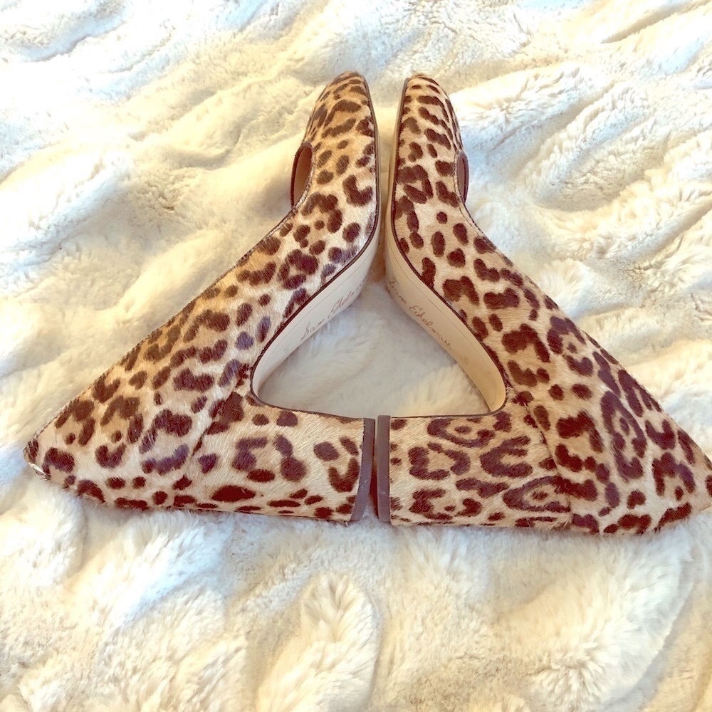Sam Edelman leopard print calf hair heels